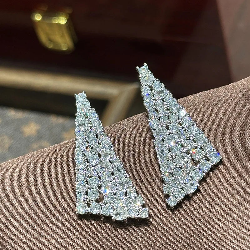 Luxury Zircon Wedding Earrings Cubic Zirconia Bridal Water Drop Earring For Bride Accessories Women Evening Party Dress Jewelry