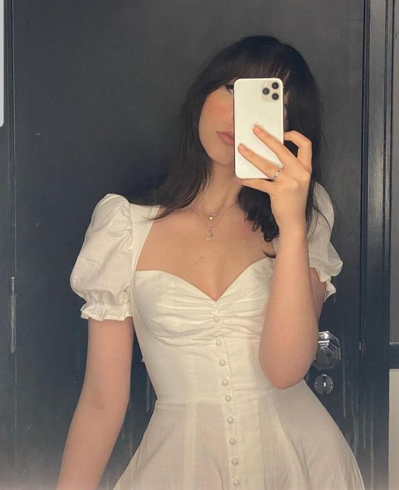 White Elegant Split Dress Women V-Neck Sweet Sexy Midi Dress Female Puff Sleeve Vintage Prom Dress