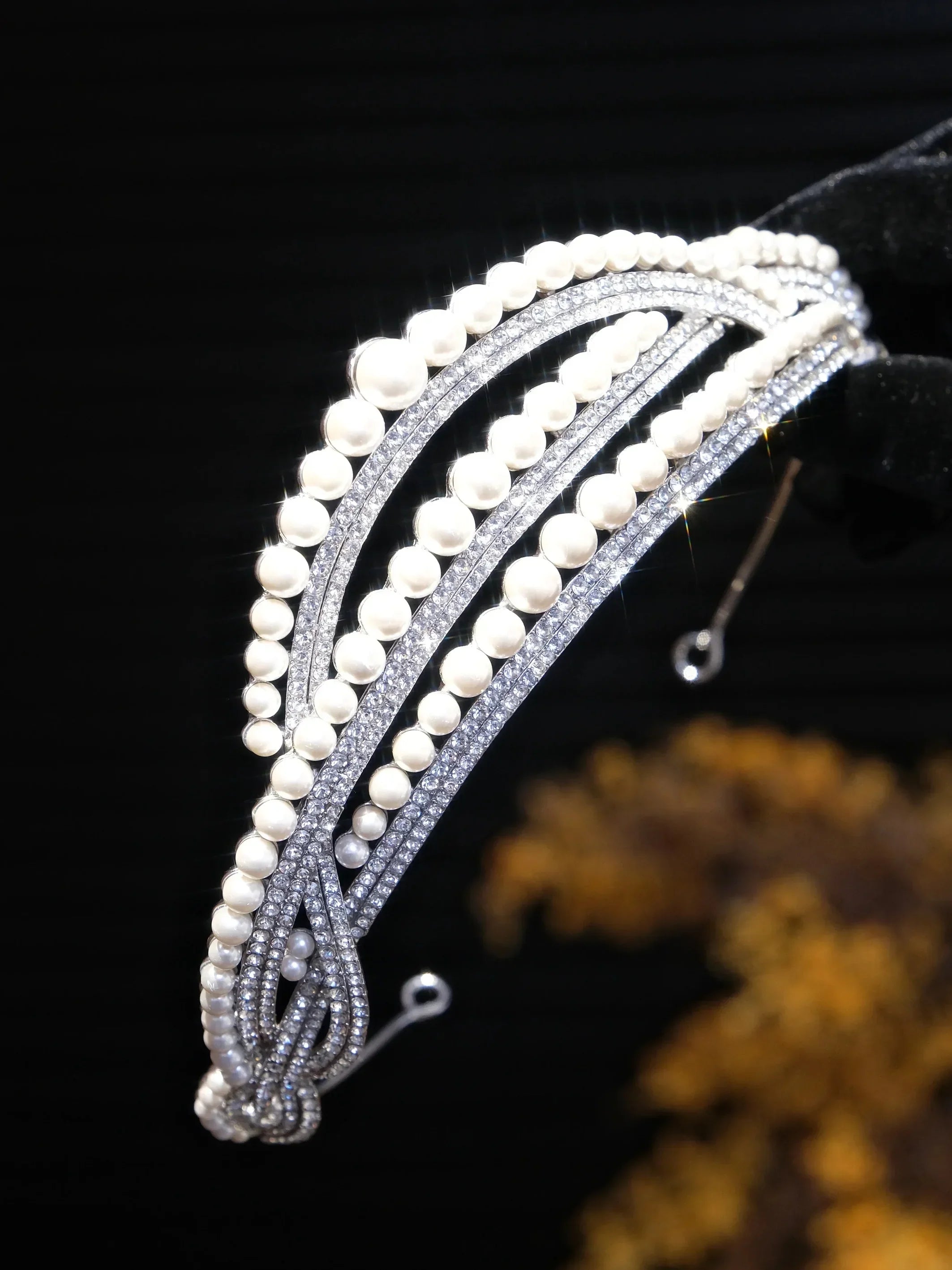 Pearl Rhinestones Crystal Crowns and Tiaras For Bride Princess Queen Headband Headpiece Wedding Accessories Bridal Hair Jewelry