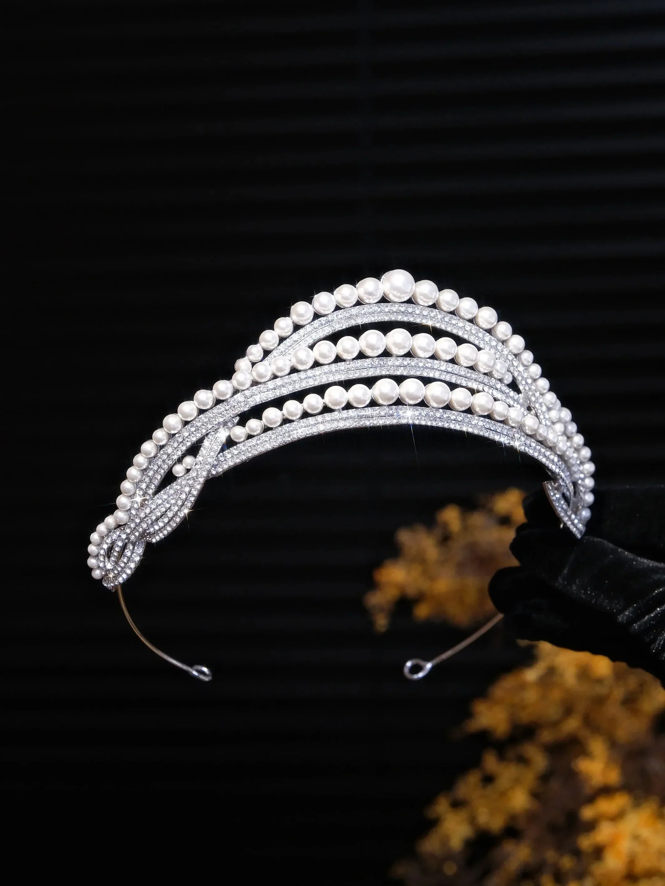 Pearl Rhinestones Crystal Crowns and Tiaras For Bride Princess Queen Headband Headpiece Wedding Accessories Bridal Hair Jewelry