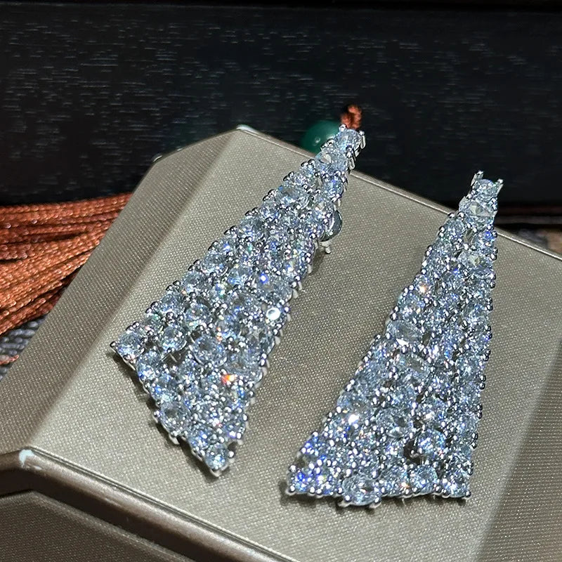 Luxury Zircon Wedding Earrings Cubic Zirconia Bridal Water Drop Earring For Bride Accessories Women Evening Party Dress Jewelry c