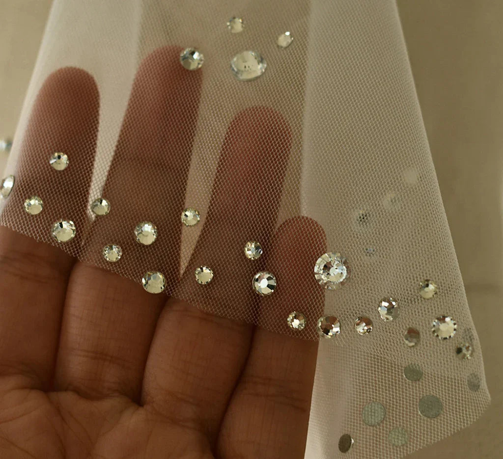 Short Crystal Bridal Veil Lace Wedding Veils For Evening Dinner Party Dress Women Gift Hair Accessories Brides Jewelry
