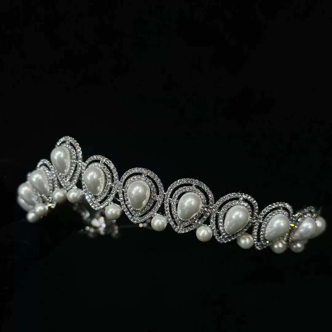Crystal Pearl Tiaras and Crowns Rhinestones Diadem Bride Women Princess Queen Headband Bridal Hair Jewelry Wedding Accessories