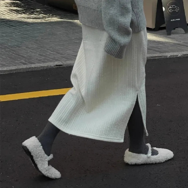 Winter Warm Furry Wool Women Ballet Flats Comfortable Soft Soles Mary Janes Walking Loafers Casual Girls Dance Lazy Shoes