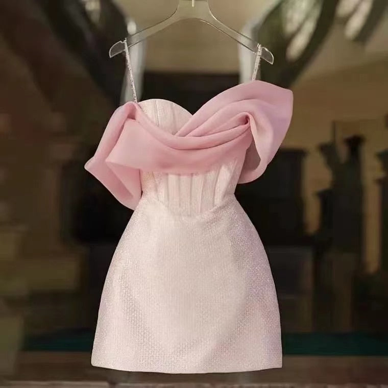 Pink Short Sleeve Bodycon Mini Dress Party Dress Graduation Gifts Lady Short Hoco Dress