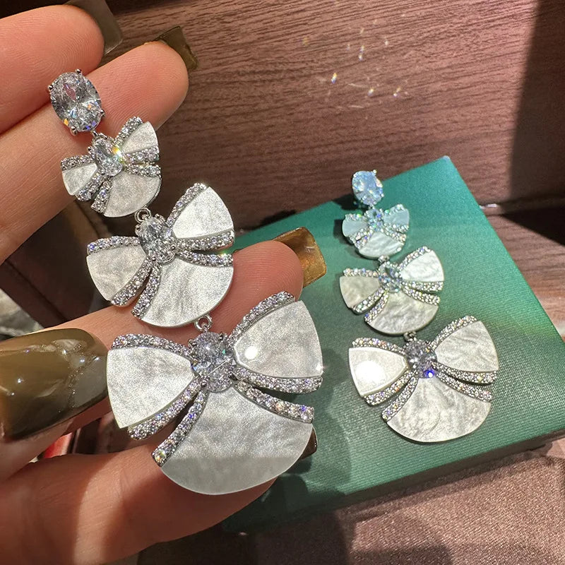 Luxury Long AAA Zircon Bridal Earrings CZ Cubic Zirconia Wedding Earring For Brides Accessories Women Birthday Gift Jewelry a Clear