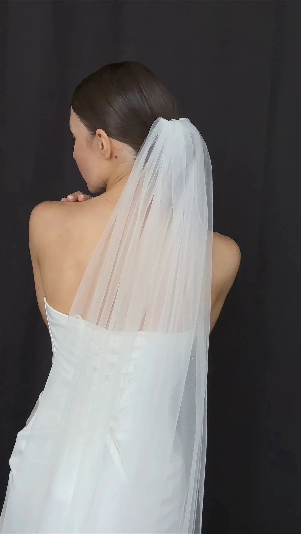 Single Layer Soft Simple Wedding Veil Champagne