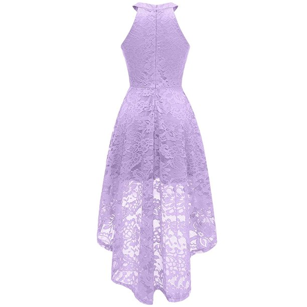 Women's Halter Hi-Lo Floral Christmas Lace Party Dresses
