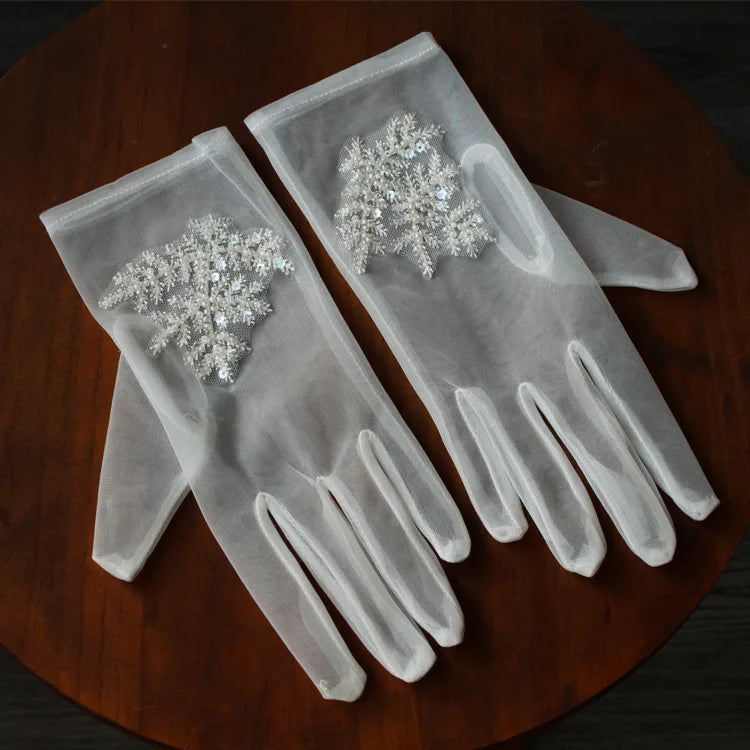 Long Bridal Gloves White Short Wristband Wedding Glove For Women Girl Party Dinner Dress Jewelry Brides Accessories Gift a