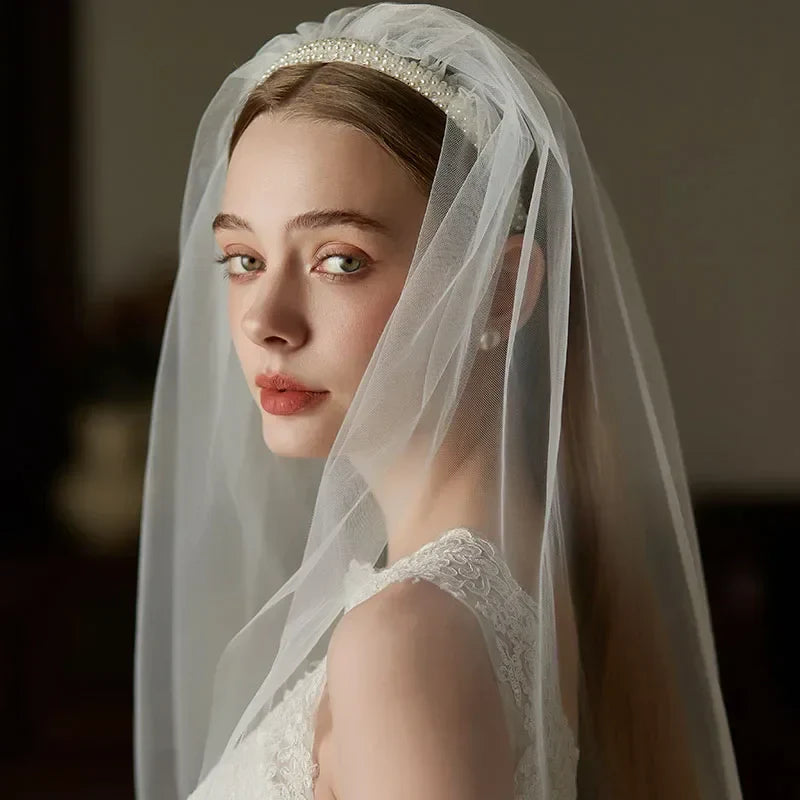 Bridal Hair Jewelry Imitation Pearl Headband Headpiece Lace Hairband For Brides Dinner Party Women Headwear Wedding Accessories d