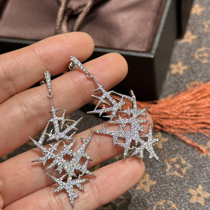 Star AAA Zircon Bridal Earrings CZ Cubic Zirconia Wedding Earring For Brides Accessories Women Party Dinner Dress Jewelry