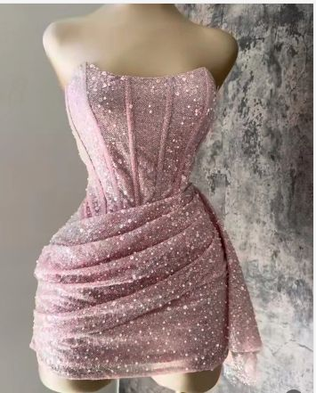 Bling Pink Sequins Homecoming Dress Cocktail Dress