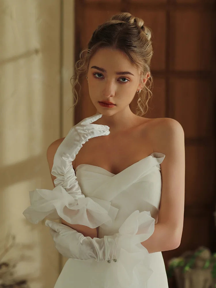 White Bridal Gloves Vintage Long Wristband Wedding Glove For Women Girl Gift Party Dinner Dress Jewelry Bride Accessories