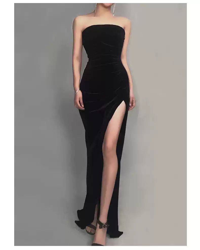 Strapless Black Prom Dress , Classic Evening Dress