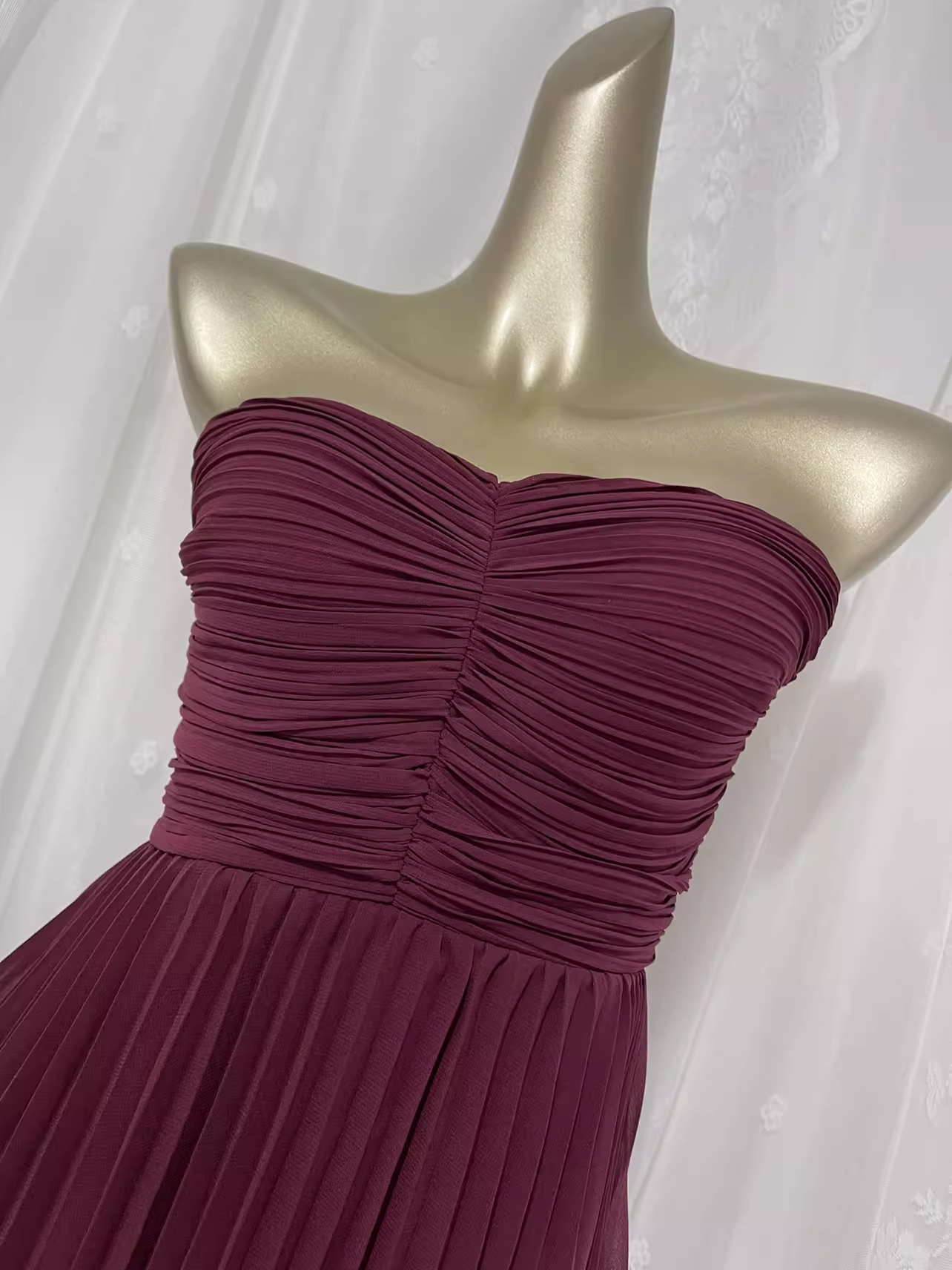 Vintage A line Sweetheart Burgundy Chiffon Vacation Dress Long Birthday Dresses