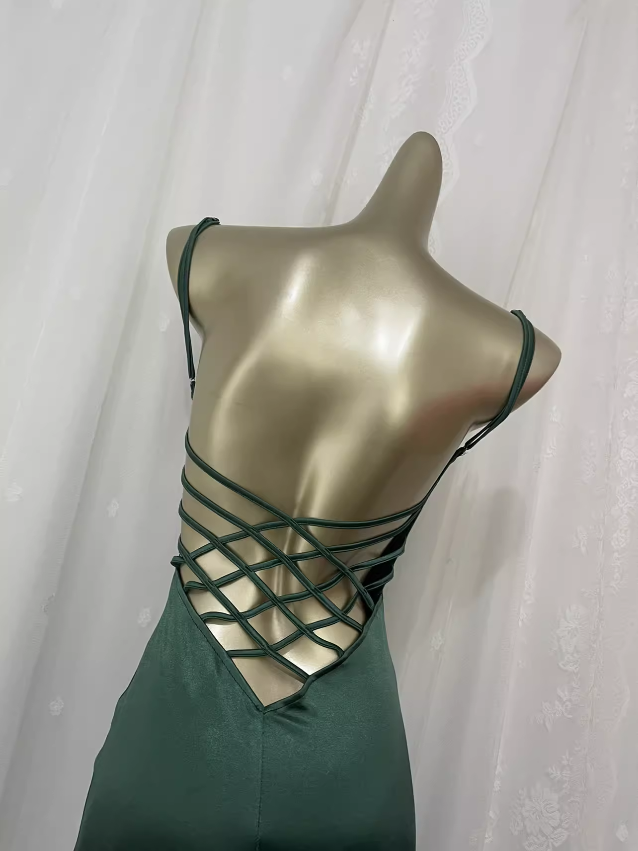 Simple Sheath Spaghetti Straps Green Long Vacation Dress Birthday Outfits