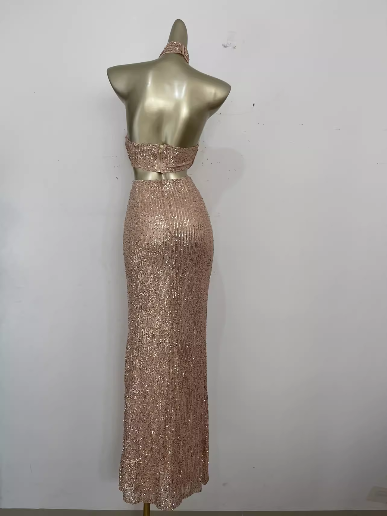 Sexy Sheath Halter Sequin Vacation Dress Birthday Dresses