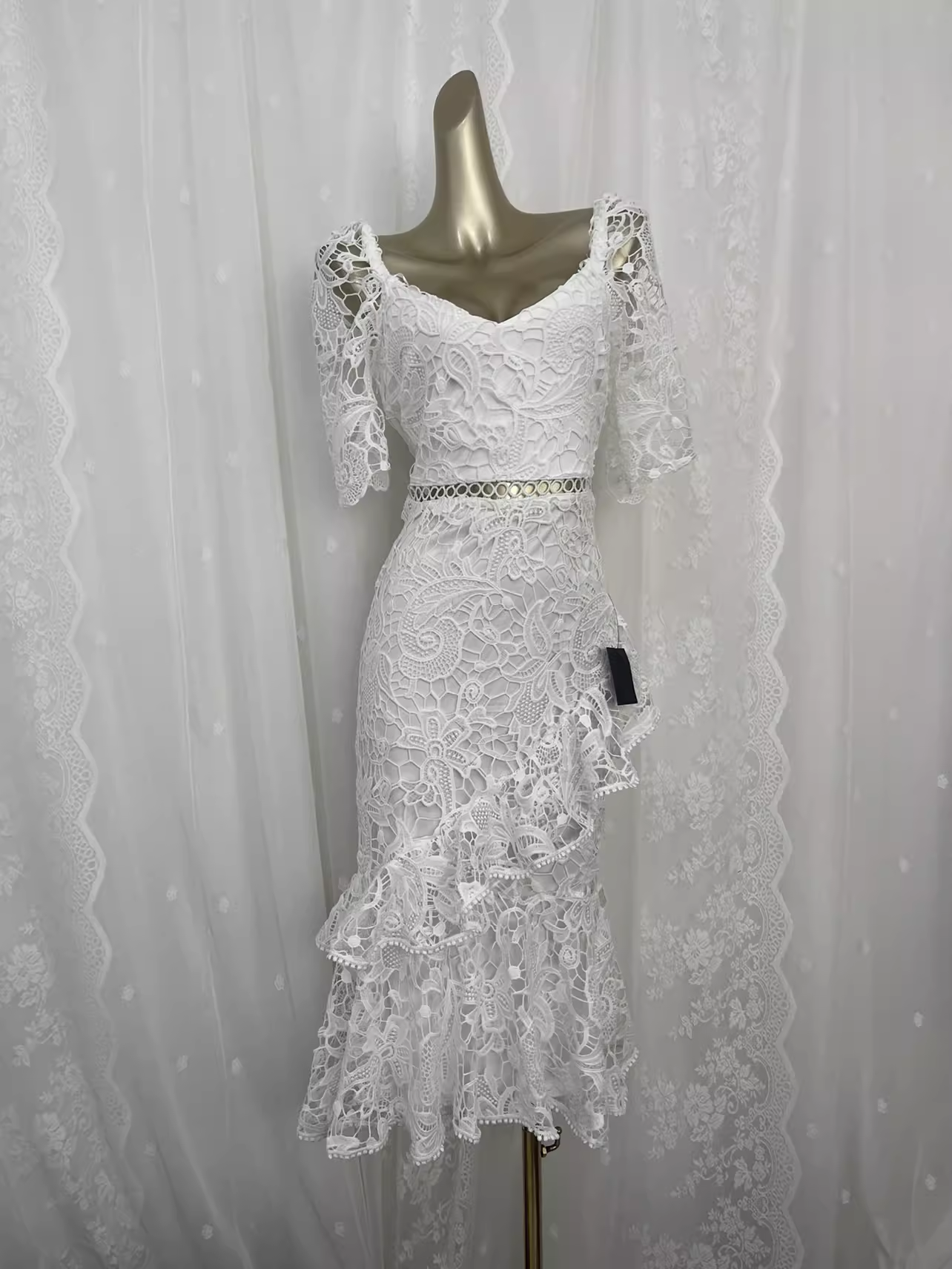 Sexy Mermaid Lace White Travel Vacation Beach Dress Birthday Dress