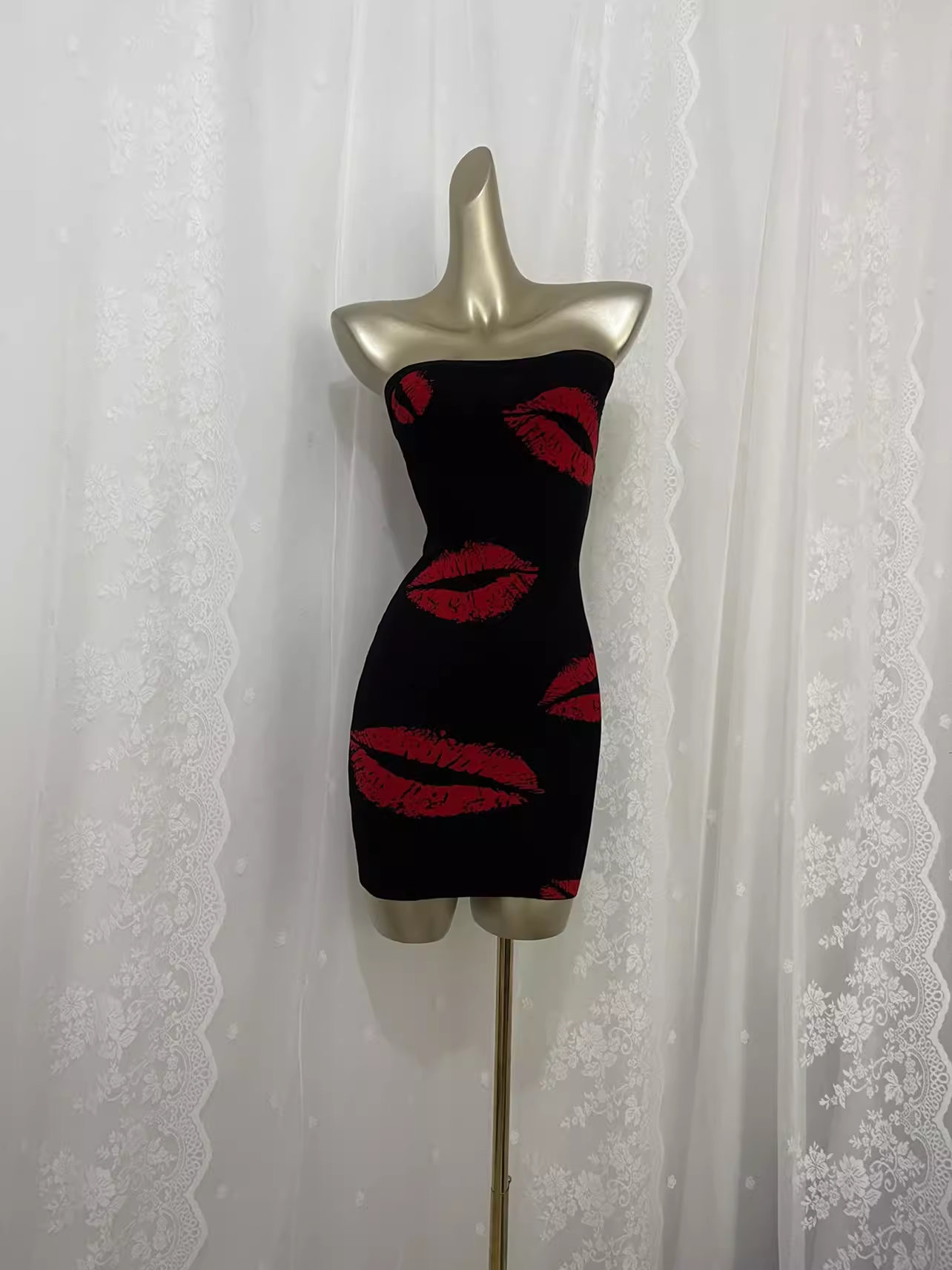 Vintage Sheath Strapless Floral Red Travel Vacation Dress Short Birthday Dress