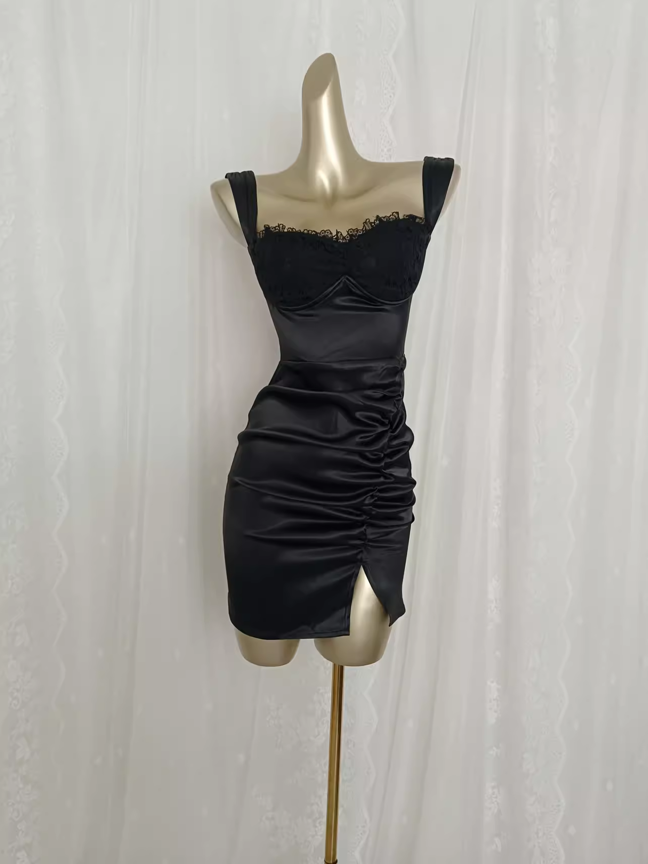 Vintage Sheath Straps Floral Black Slit Travel Vacation Dress Short Birthday Dress