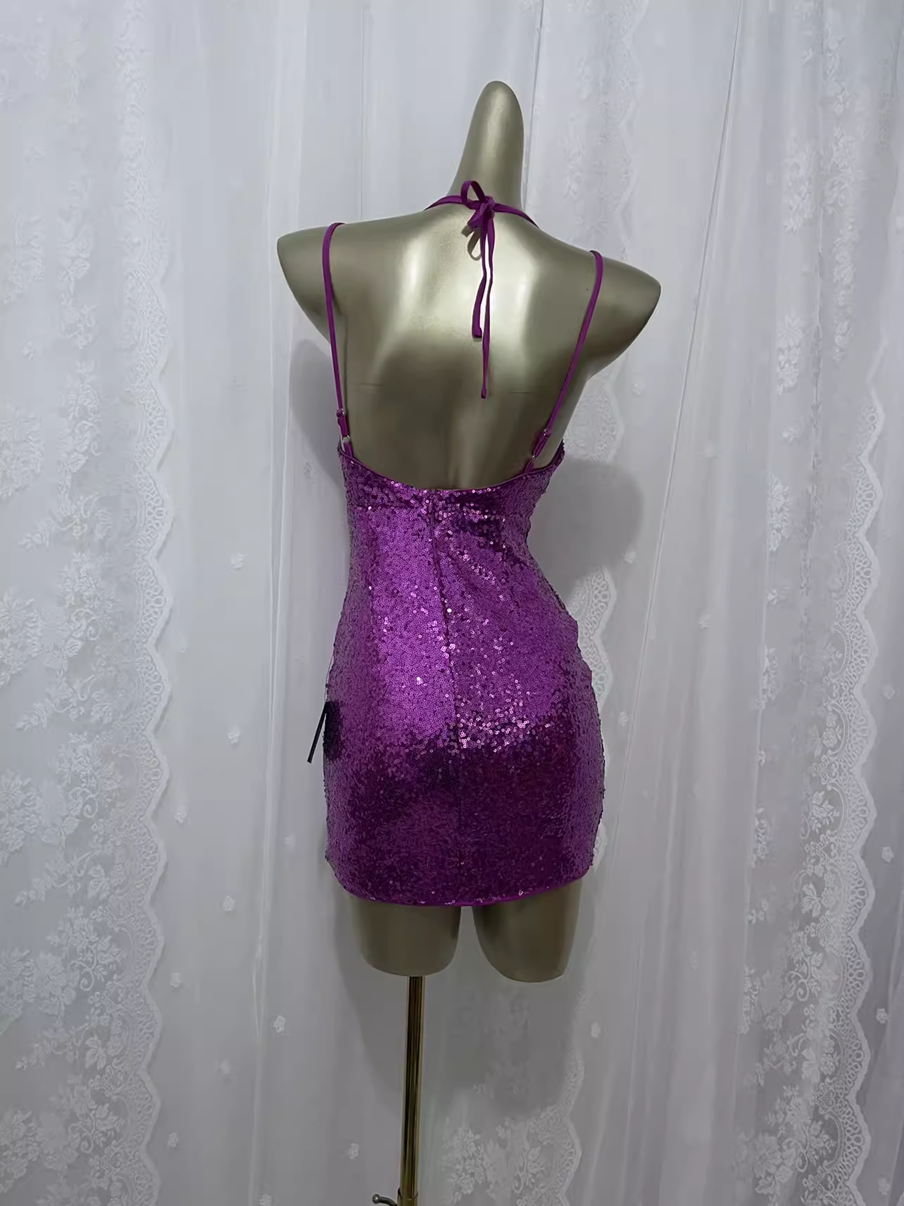 Sexy Sheath Grape Sequin Travel Vacation Dress Short Birthday Dress