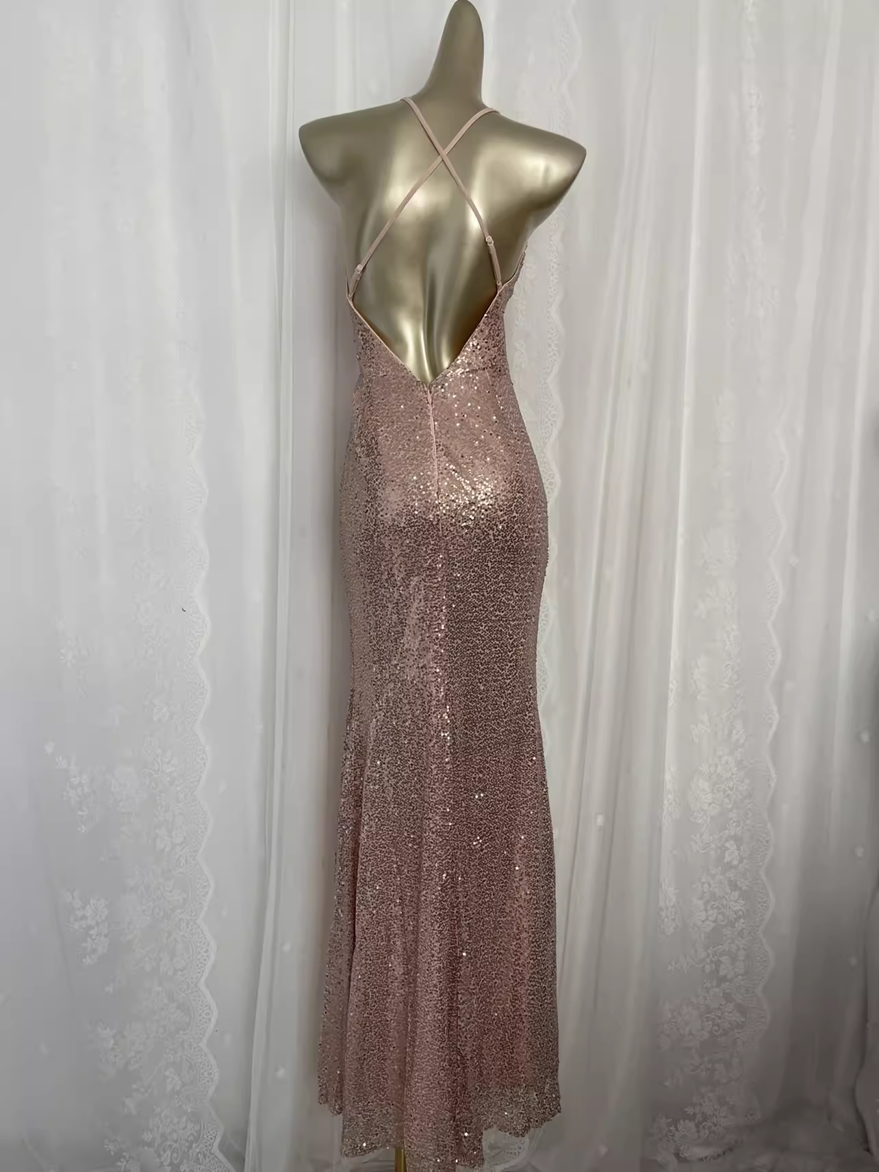 Sexy Sheath Spaghetti Straps Sequin Long Vacation Dress Birthday Dresses