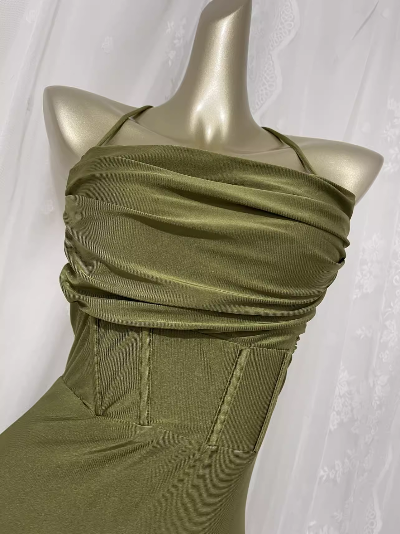 Simple Sheath Halter Green Long Vacation Dress Birthday Outfits