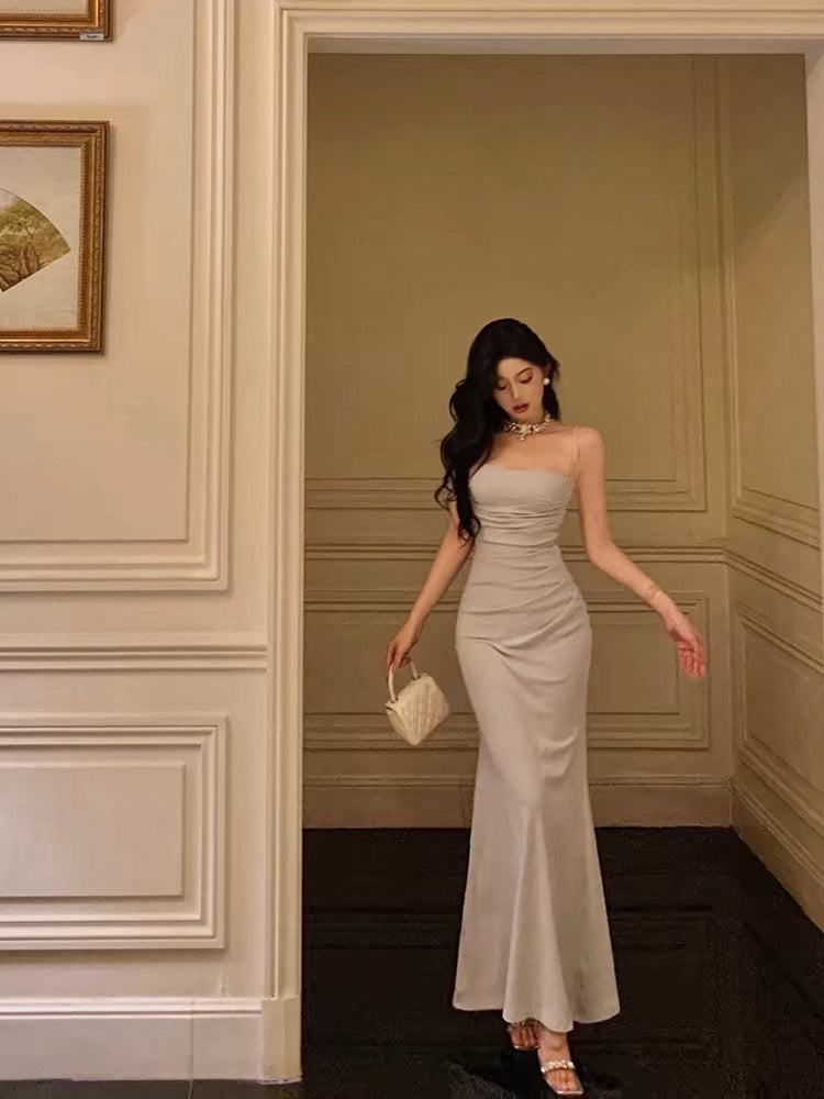 Sexy Sheath Spaghetti Straps Long Prom Dresses Birthday Outfits Evening Gown