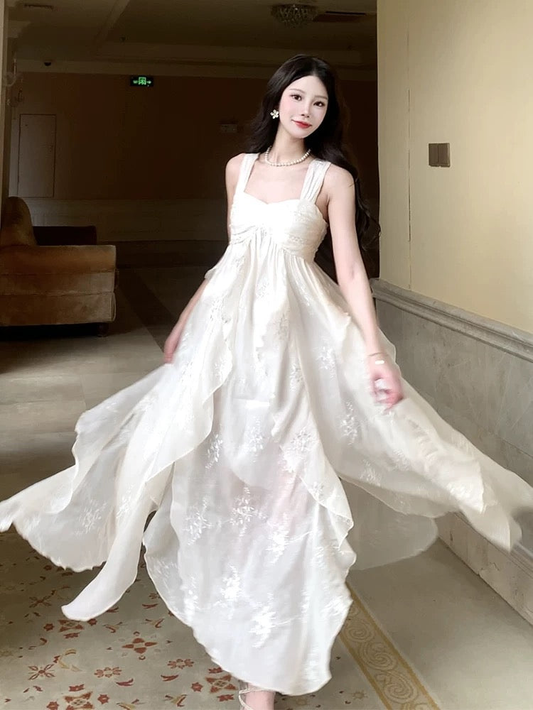 Sexy French High Low Square Neckline Christmas Dress Ivory Birthday Dresses Birthday Outfits