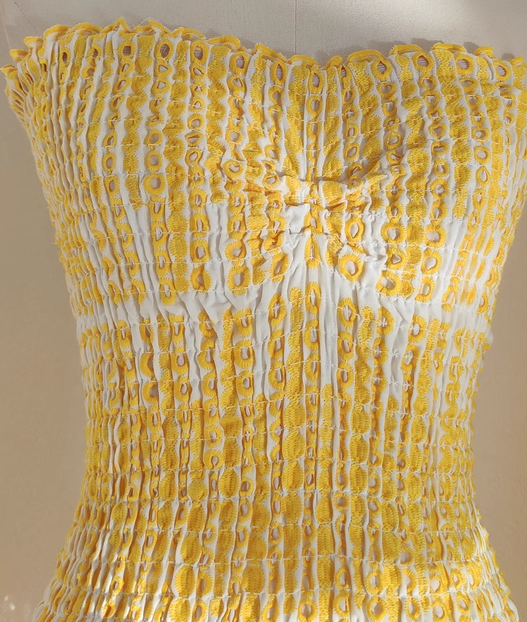 Cute Sheath Strapless Yellow Lace Vacation Dress Short Birthday Dresses