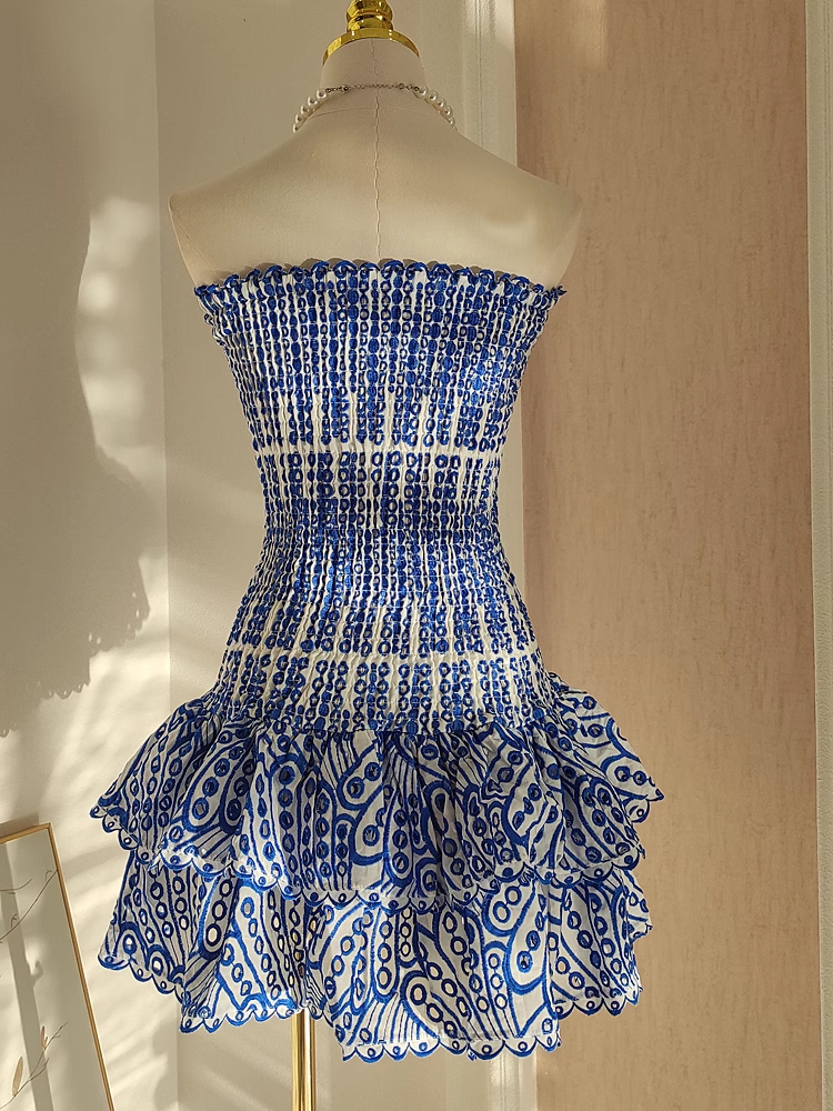 Cute Sheath Strapless Royal Blue Lace Vacation Dress Short Birthday Dresses