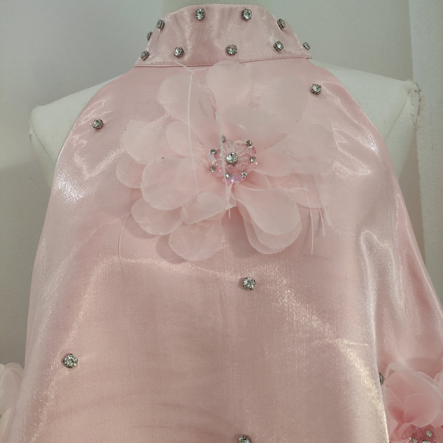 Cute A line Halter Pink Travel Vacation Dresses Short Satin Birthday Dress