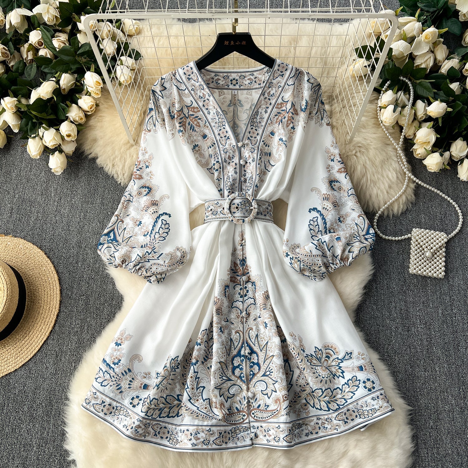 Chic A line Long Sleeves Long Sleeves White Holiday Dresses Autumn Beach Dress