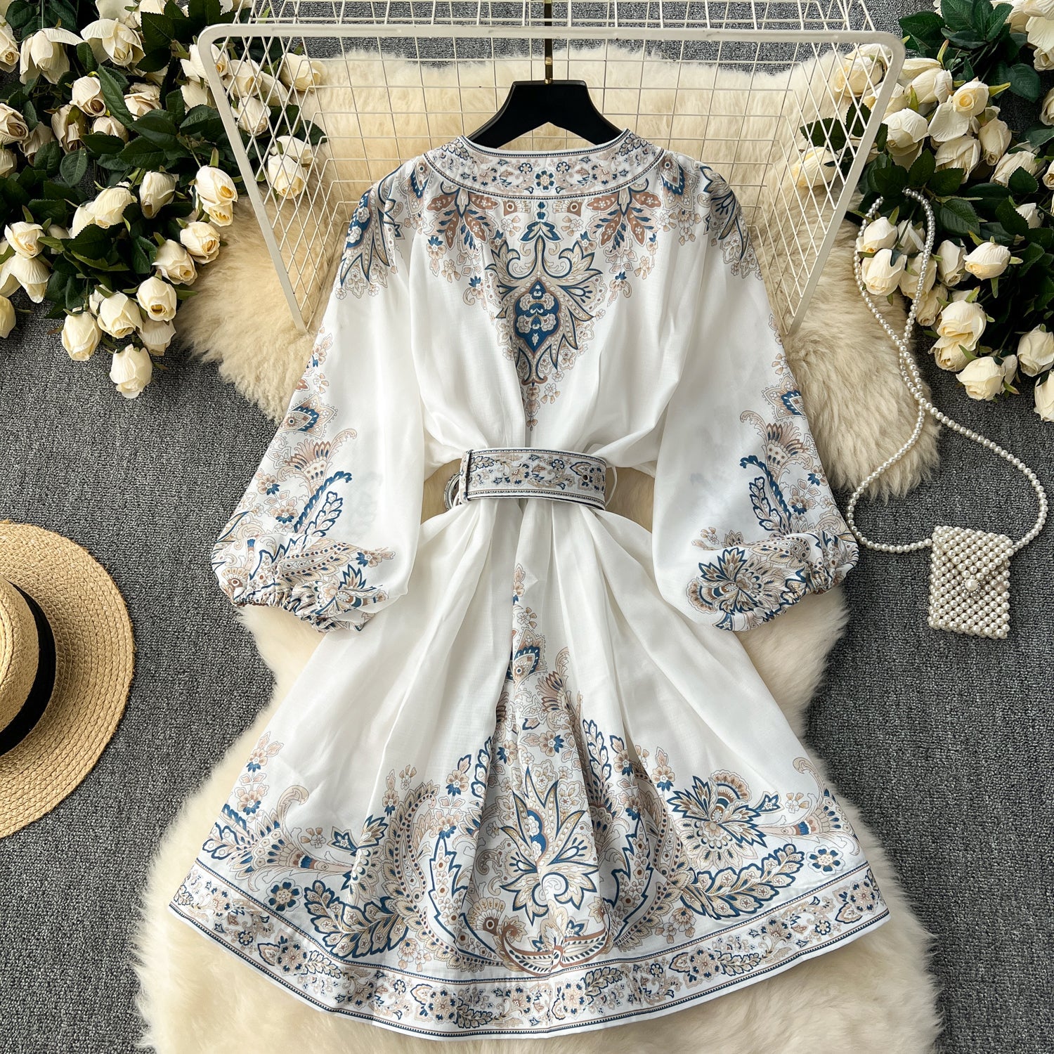 Chic A line Long Sleeves Long Sleeves White Holiday Dresses Autumn Beach Dress