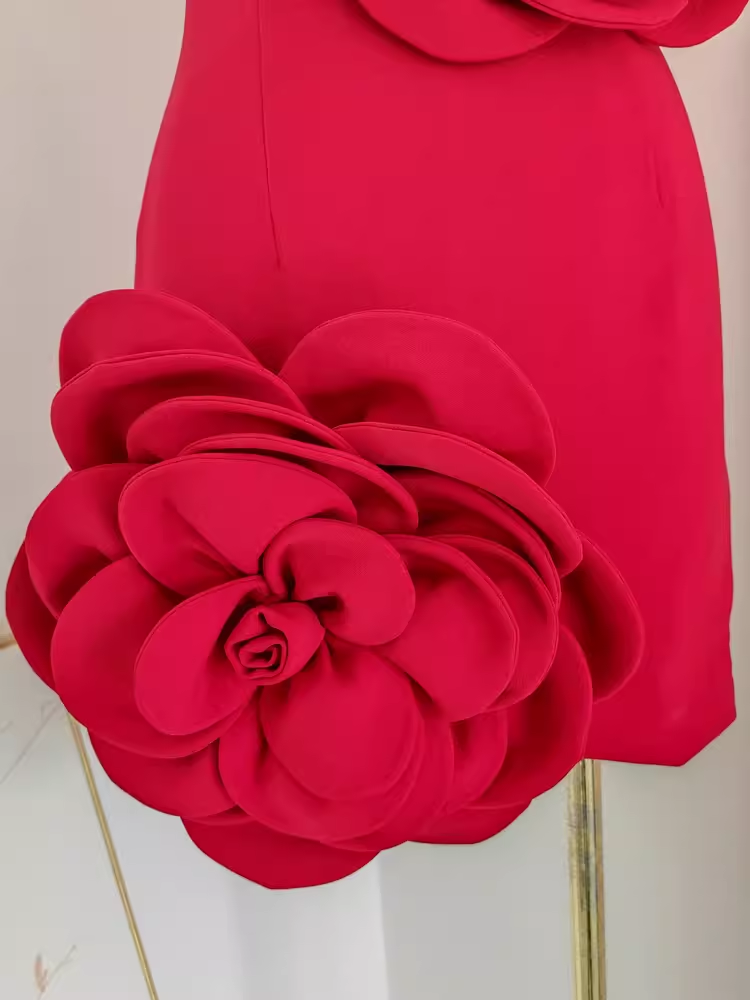 Simple Sheath Strapless Red Satin Travel Vacation Dress Short Birthday Dress
