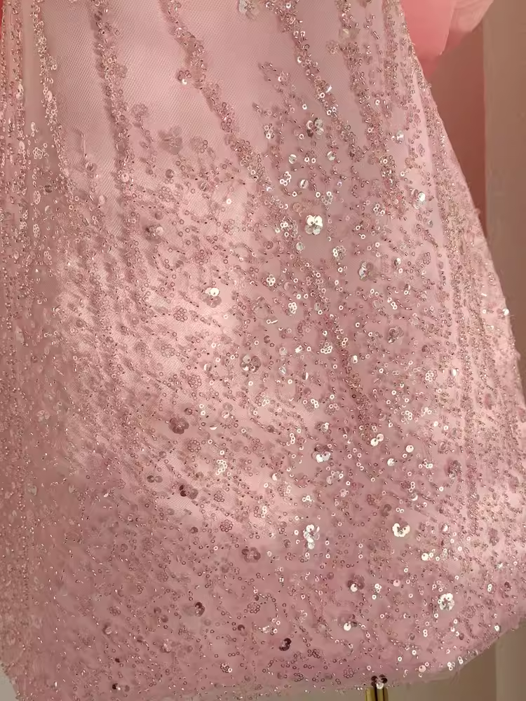 Sexy A line Scoop Pink Sequin Travel Vacation Dress Short Birthday Dress