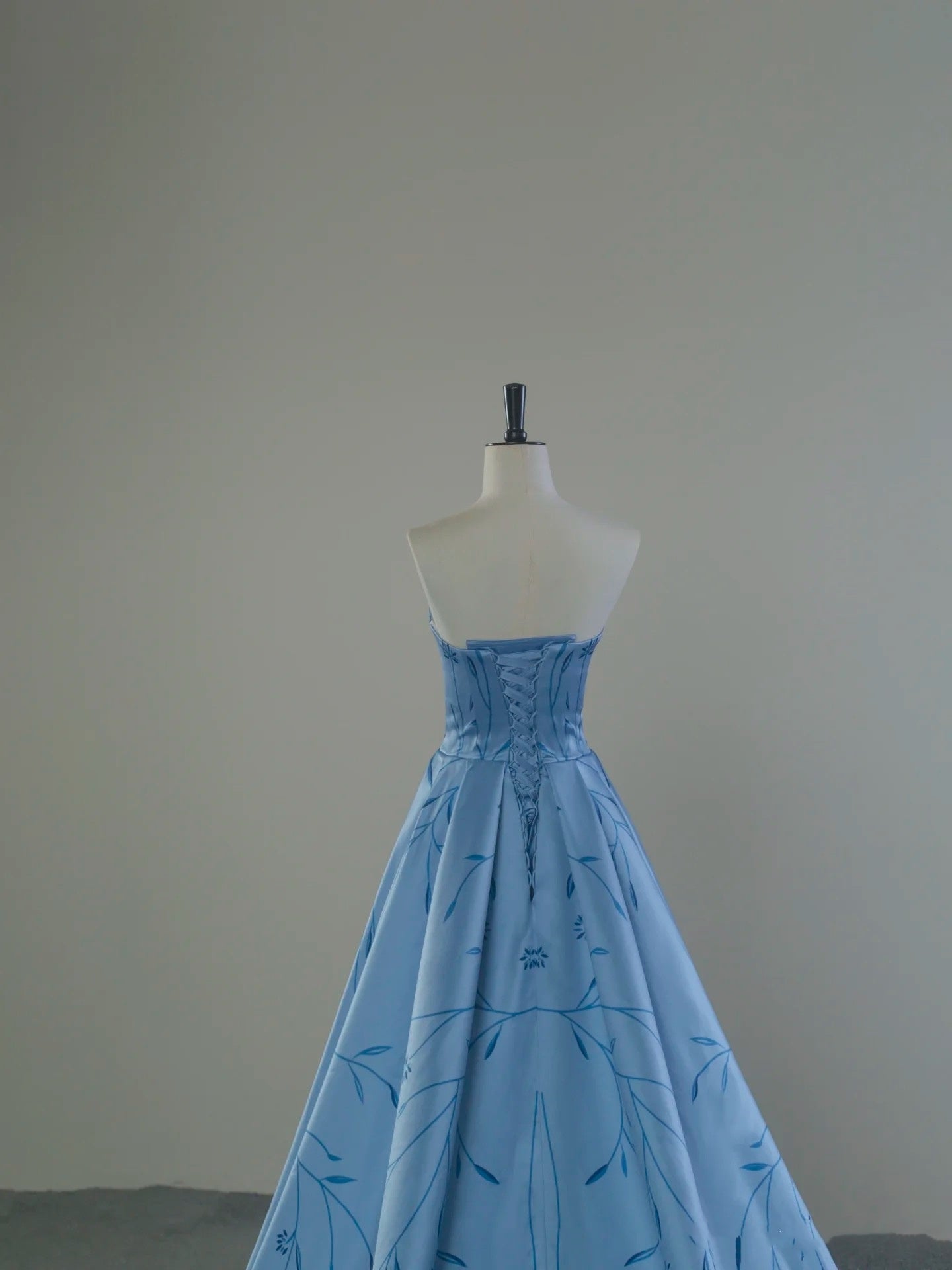 Classy A Line Strapless Blue Satin Long Prom Dresses Party Dress