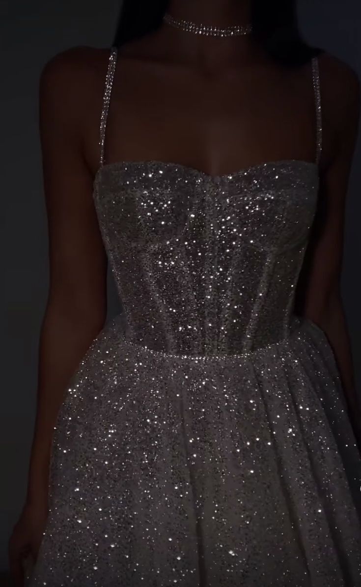 Sexy A Line Spaghetti Straps Sequin Silver Long Prom Dresses Party Dress