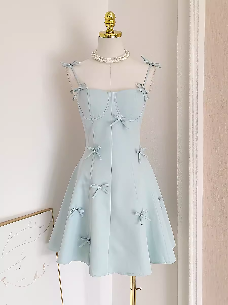 Cute A line Spaghetti Straps Sage Green Travel Vacation Women Dress Short Birthday Outfits
