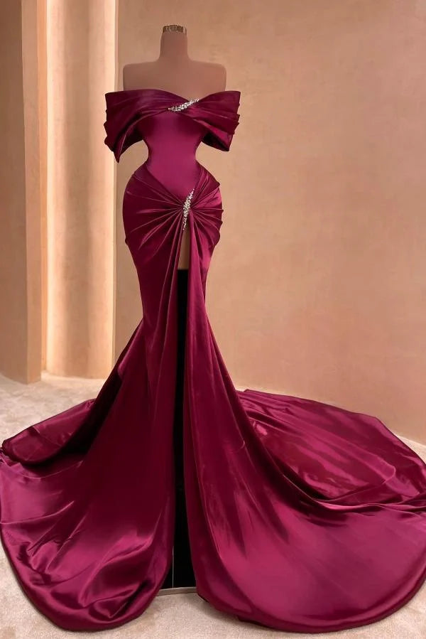 Fuchsia Long Prom Dress Evening Dress Satin Prom Dress