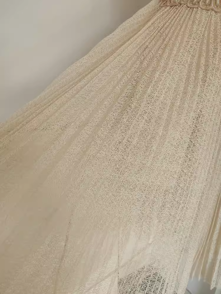 Chic A line High Neckline Lace Vacation Dress Tulle Women Dresses