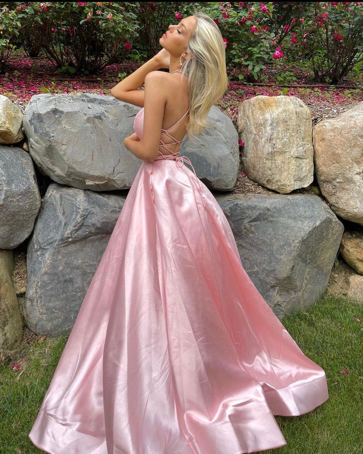 Pretty A Line Spaghetti Straps Backless Sleeveless Long Prom Dresses Formal Evening Dress