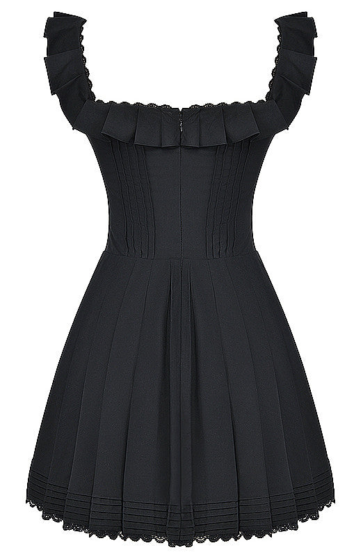 Vintage A line Straps Layered Lace Mini Dresses Black Homecoming Dress 16th Birthday Dresses