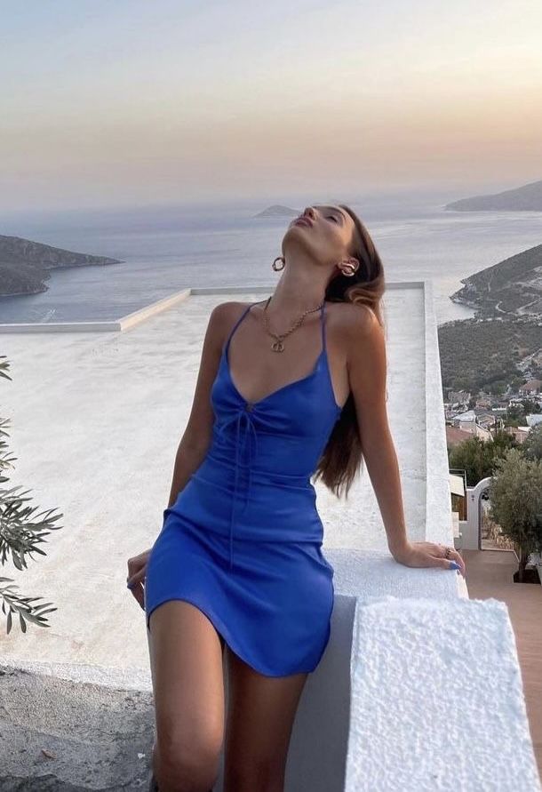 Vintage A line Halter Royal Blue Mini Dresses Satin Homecoming Dress 18th Birthday Dresses