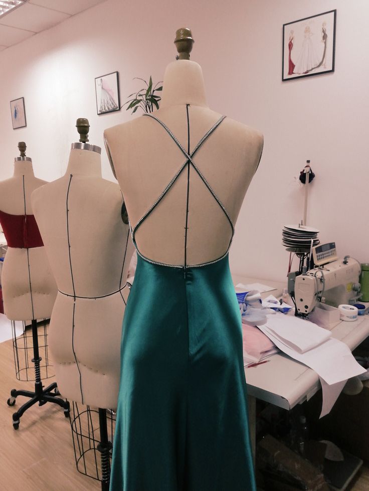 Classy Teal Blue Satin V-neck Formal Prom Party Dress with Slit