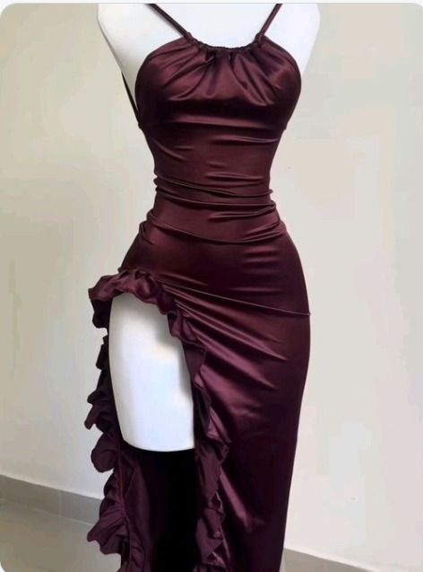 Classy Sheath Halter Satin Burgundy Sleeveless High Low Prom Dresses