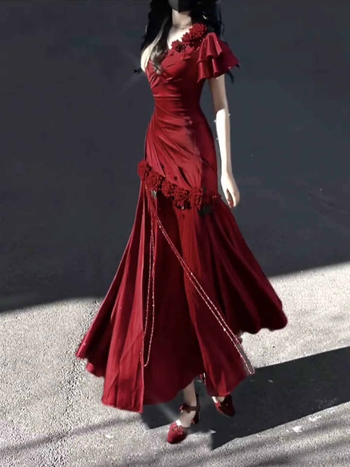 Retro Mermaid One Shoulder Black Satin Party Dress Long Prom Dresses