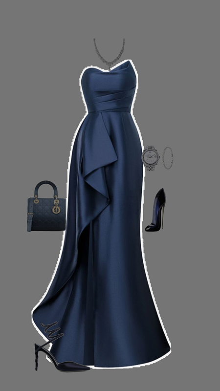 Classy Mermaid Strapless Satin Navy Blue Long Party Dress Prom Dresses