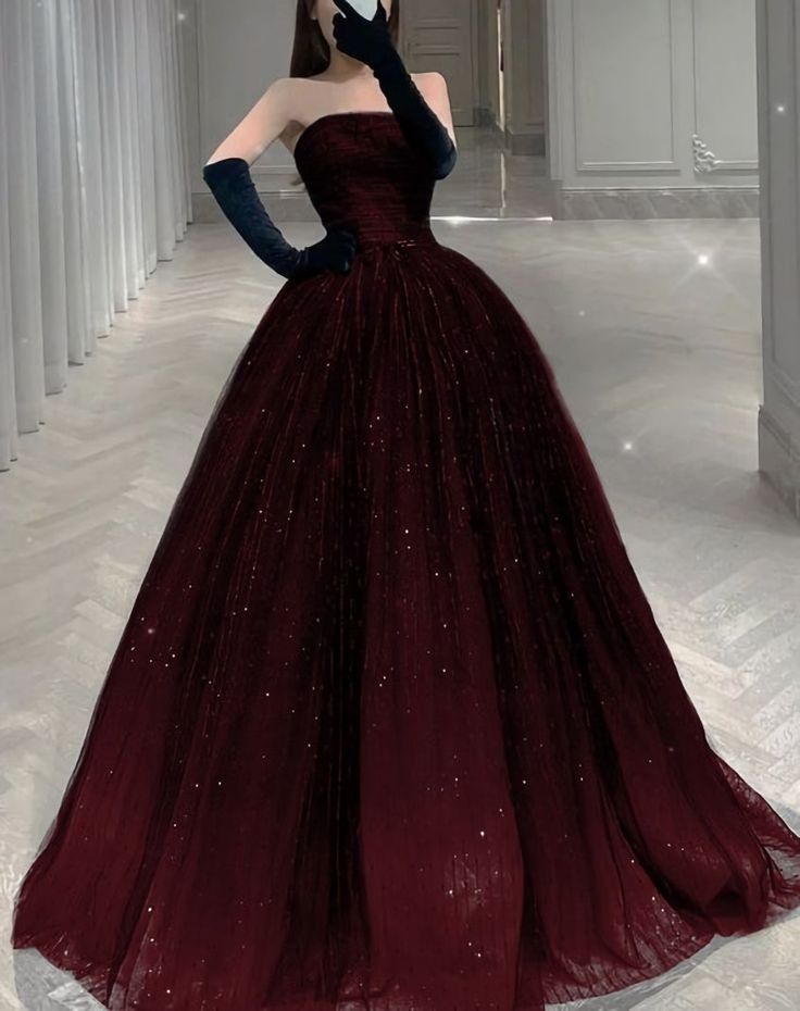 Beautiful Strapless A-line Tulle Prom Dress Chic Evening Dress