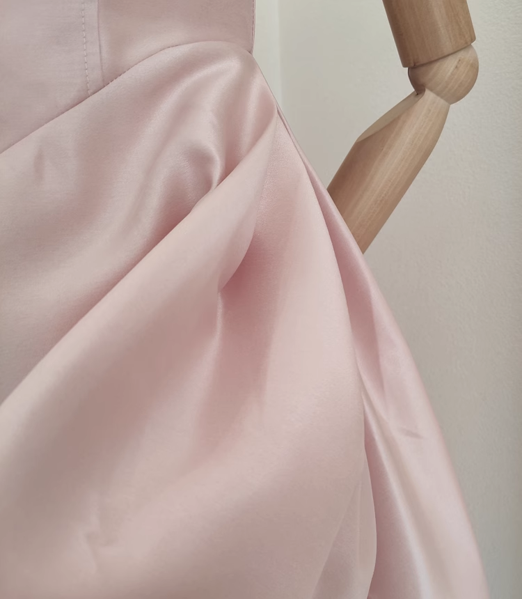 Cute A line Straps Pink Travel Vacation Dresses Short Satin Birthday Dress